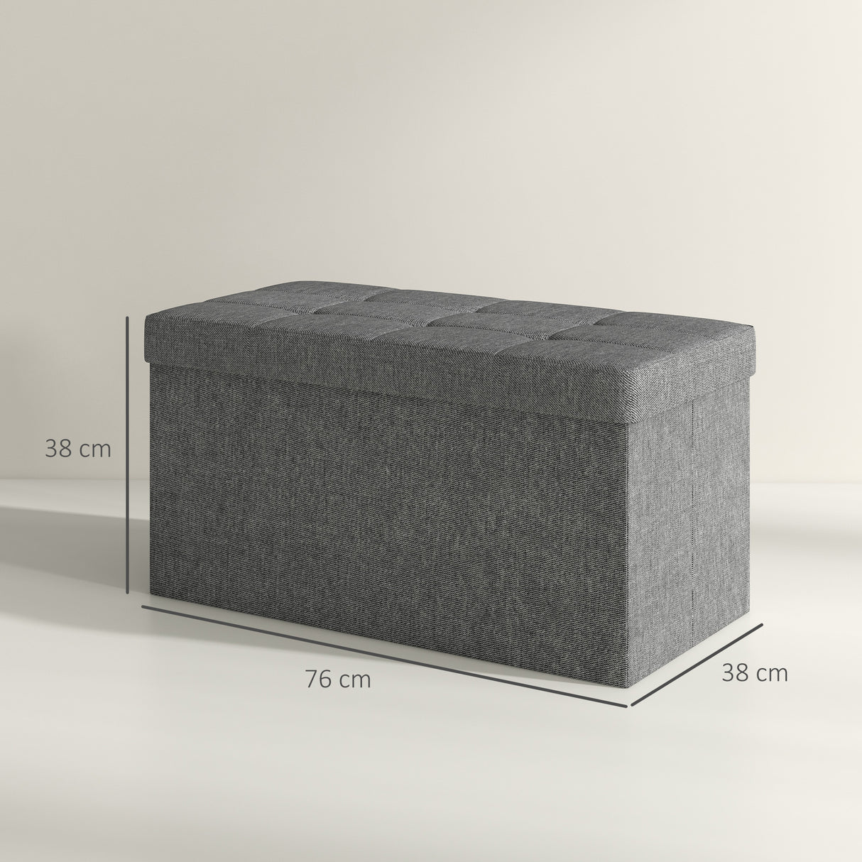 easycomfort easycomfort panca contenitore pieghevole da 84l coperchio imbottito e rivestimento in tessuto 76x38x38cm grigio scuro
