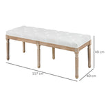 easycomfort easycomfort panca fondoletto imbottita stile vintage in tessuto e gambe in legno 117x40x48 cm crema