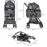 easycomfort easycomfort passeggino per cani 3 in 1 convertibile in borsa e trasportino con guinzaglio e cuscino grigio