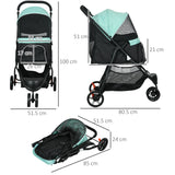 easycomfort easycomfort passeggino per cani piccoli pieghevole a 3 ruote con copertura antipioggia e cestino verde