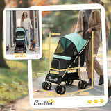 easycomfort easycomfort passeggino per cani piccoli pieghevole con copertura antipioggia cestino e guinzaglio integrato verde