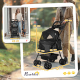 easycomfort easycomfort passeggino per cani piccoli pieghevole con guinzaglio di sicurezza e cestino nero