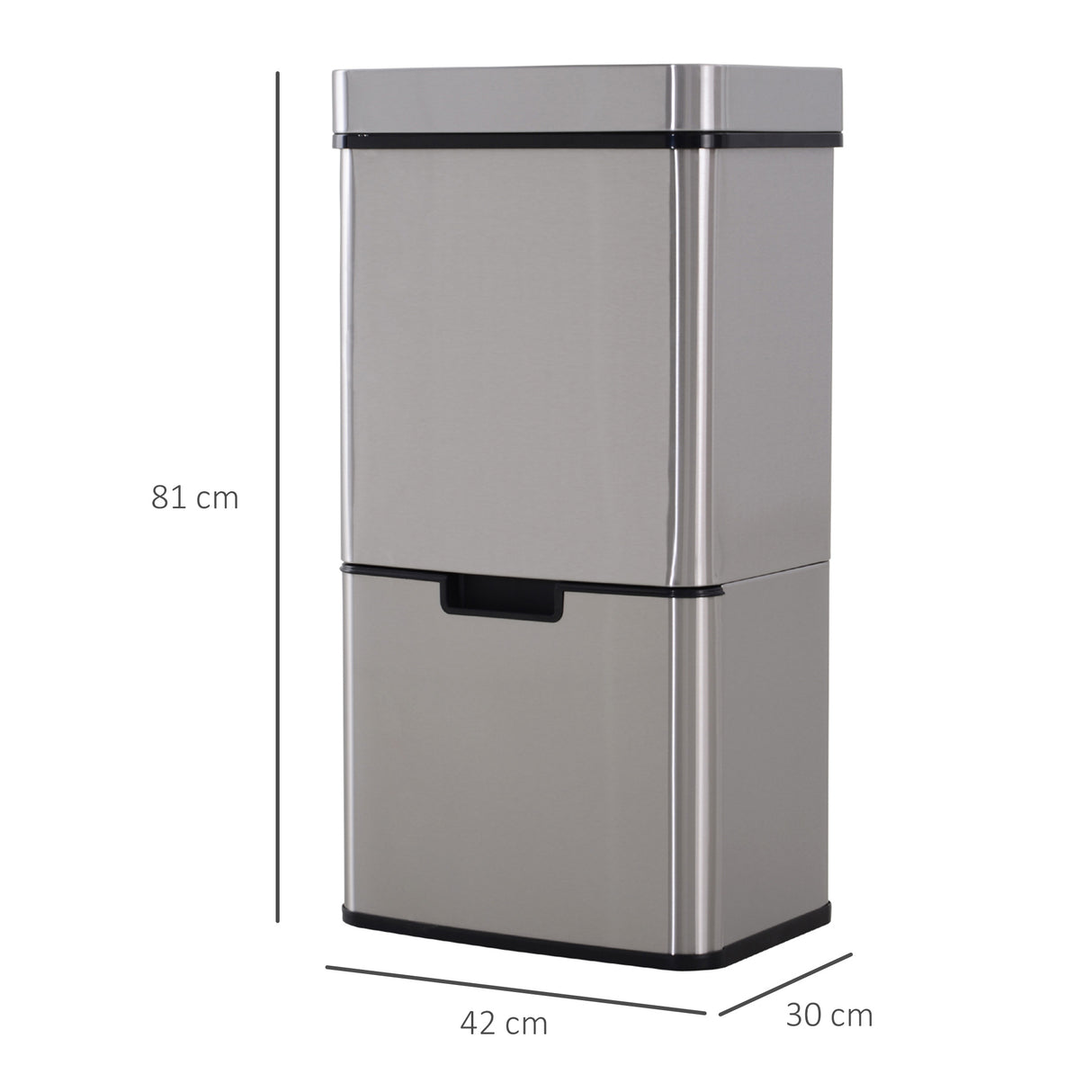easycomfort easycomfort pattumiera 72l a 3 scomparti con sensore infrarossi e apertura automatica in acciaio e abs 42x30x81 cm