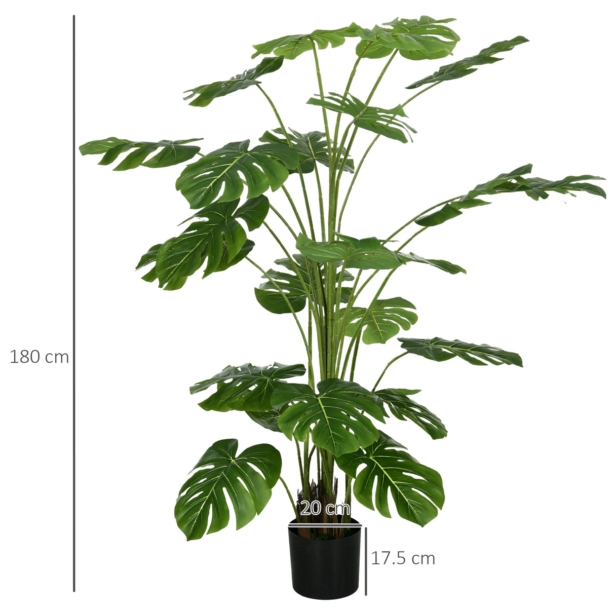 easycomfort easycomfort pianta artificiale monstera alta 180cm per interno ed esterno con vaso incluso