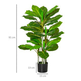 easycomfort easycomfort pianta verde artificiale da 95 cm e 33 foglie con vaso nero 15x13 cm in peva pe e cemento
