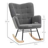 easycomfort easycomfort poltrona a dondolo imbottita in legno e acciaio per soggiorno e camera da letto 71x98x101 cm grigio scuro