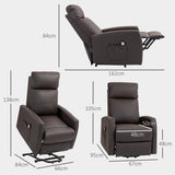 easycomfort easycomfort poltrona alzapersona reclinabile a 145 con telecomando e poggiapiedi in pelle pu marrone scuro 67x95x105 cm