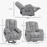 easycomfort easycomfort poltrona alzapersona reclinabile con 8 punti massaggianti e telecomando in microfibra 94x96x106 cm grigio