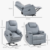 easycomfort easycomfort poltrona alzapersona reclinabile fino a 135 con 8 punti massaggio telecomando e poggiapiedi 88x99x106 cm grigio