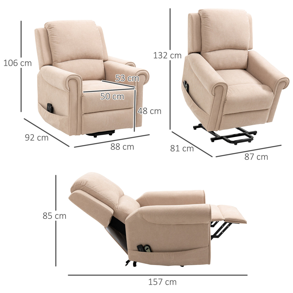 easycomfort easycomfort poltrona alzapersona reclinabile fino a 135 con telecomando e poggiapiedi 88x92x106 cm marrone chiaro
