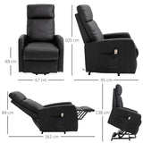 easycomfort easycomfort poltrona elettrica alzapersona 45 poltrona relax elettrica reclinabile a 145 con telecomando e poggiapiedi in pelle pu nero 67x95x105 cm ean 8054144135540