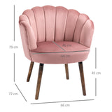 easycomfort easycomfort poltrona imbottita con schienale a conchiglia e gambe in legno poltrona in velluto per salotto e camera 66x66x78 5cm rosa