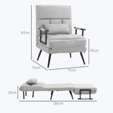 easycomfort easycomfort poltrona letto 3 in 1 con cuscino incluso in acciaio e poliestere 71x71x97 cm grigio chiaro