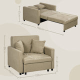 easycomfort easycomfort poltrona letto in tessuto effetto velluto marrone chiaro con 2 cuscini e spazio portaoggetti 100x98x88 cm