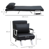 easycomfort easycomfort poltrona letto moderna 2 in 1 con schienale reclinabile su 5 posizioni e cuscino 65x69x80 cm nero