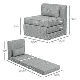 easycomfort easycomfort poltrona letto pieghevole da terra a 3 sezioni salvaspazio in tessuto 80x75x74 cm grigio