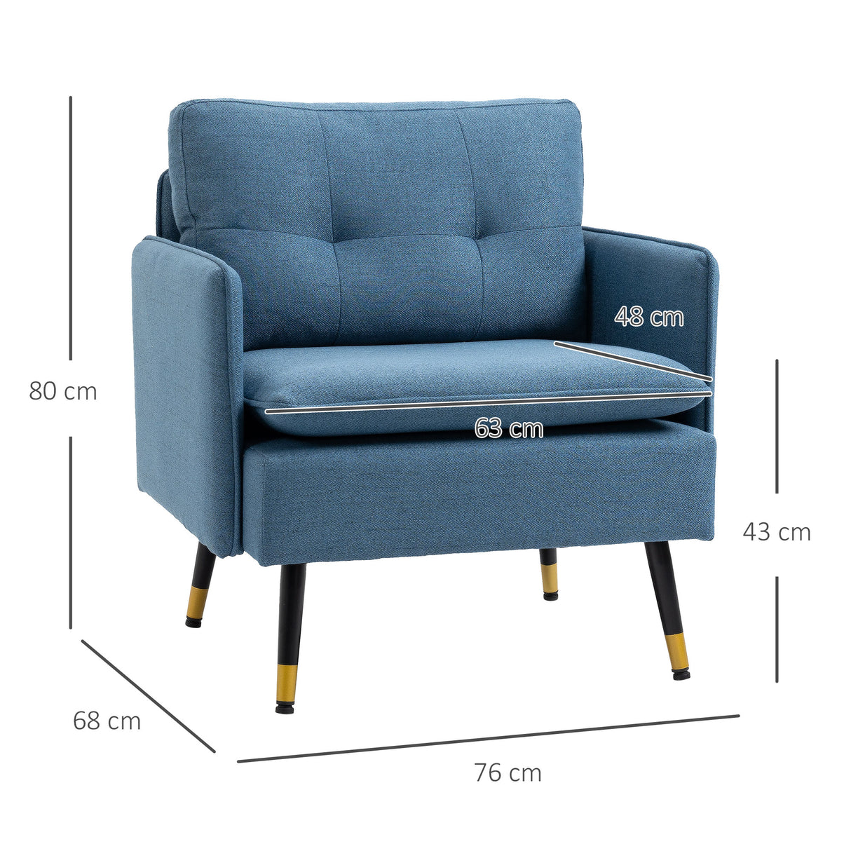 easycomfort easycomfort poltrona moderna da soggiorno e camera da letto con seduta imbottita e tessuto effetto lino 76x68x80 cm blu