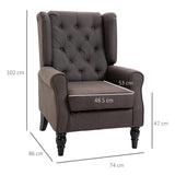 easycomfort easycomfort poltrona per salotto in stile francese con seduta imbottita e cuscini in poliestere 74x86x102 cm marrone