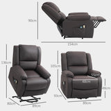 easycomfort easycomfort poltrona relax alzapersona reclinabile a 155 con 8 punti massaggio e riscaldamento marrone