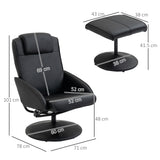 easycomfort easycomfort poltrona relax reclinabile con pouf poggiapiedi abbinato e rivestimento in finta pelle nero