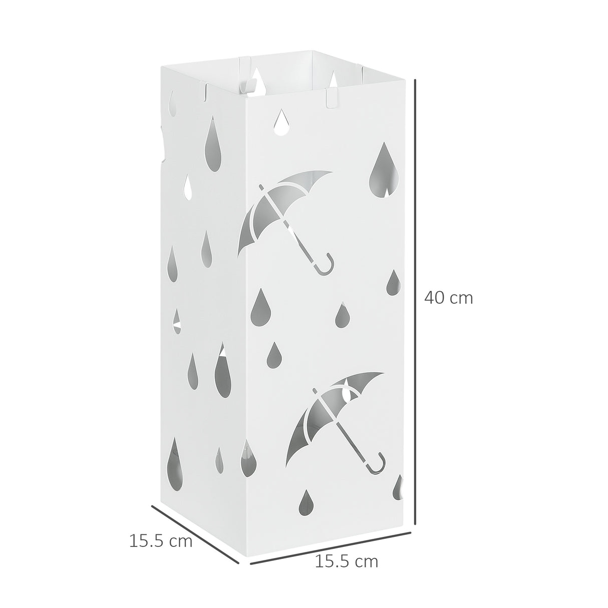 easycomfort easycomfort portaombrelli in metallo con 4 ganci e vaschetta raccogligocce 15 5x15 5x41cm bianco