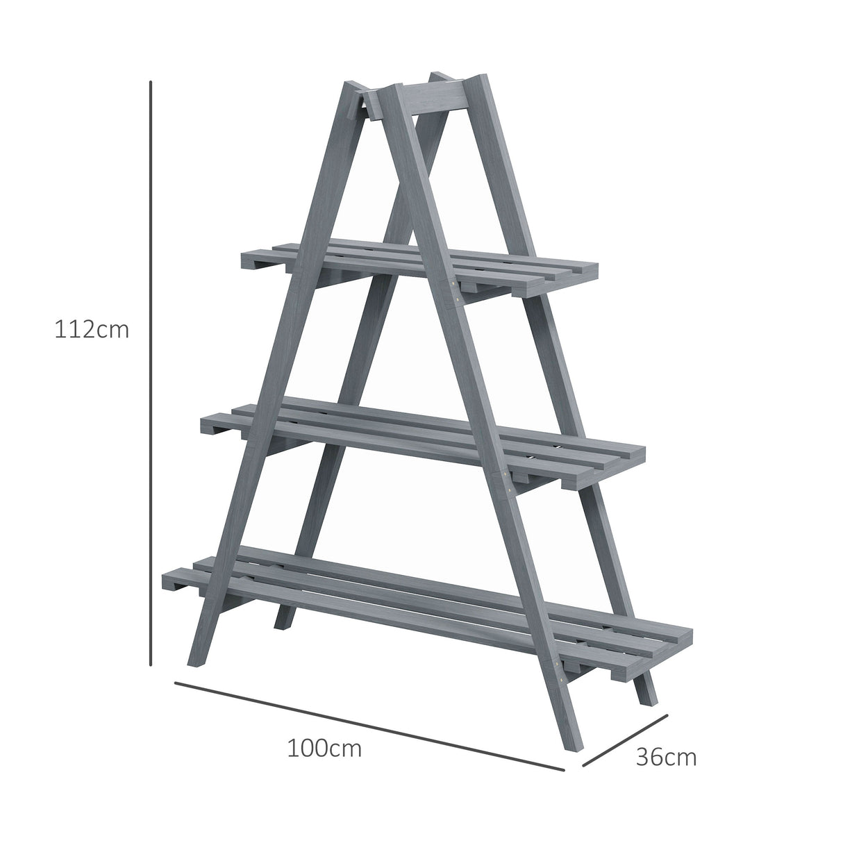 easycomfort easycomfort portapiante verticale 3 livelli a doghe in legno di abete 100x36x112 cm grigio