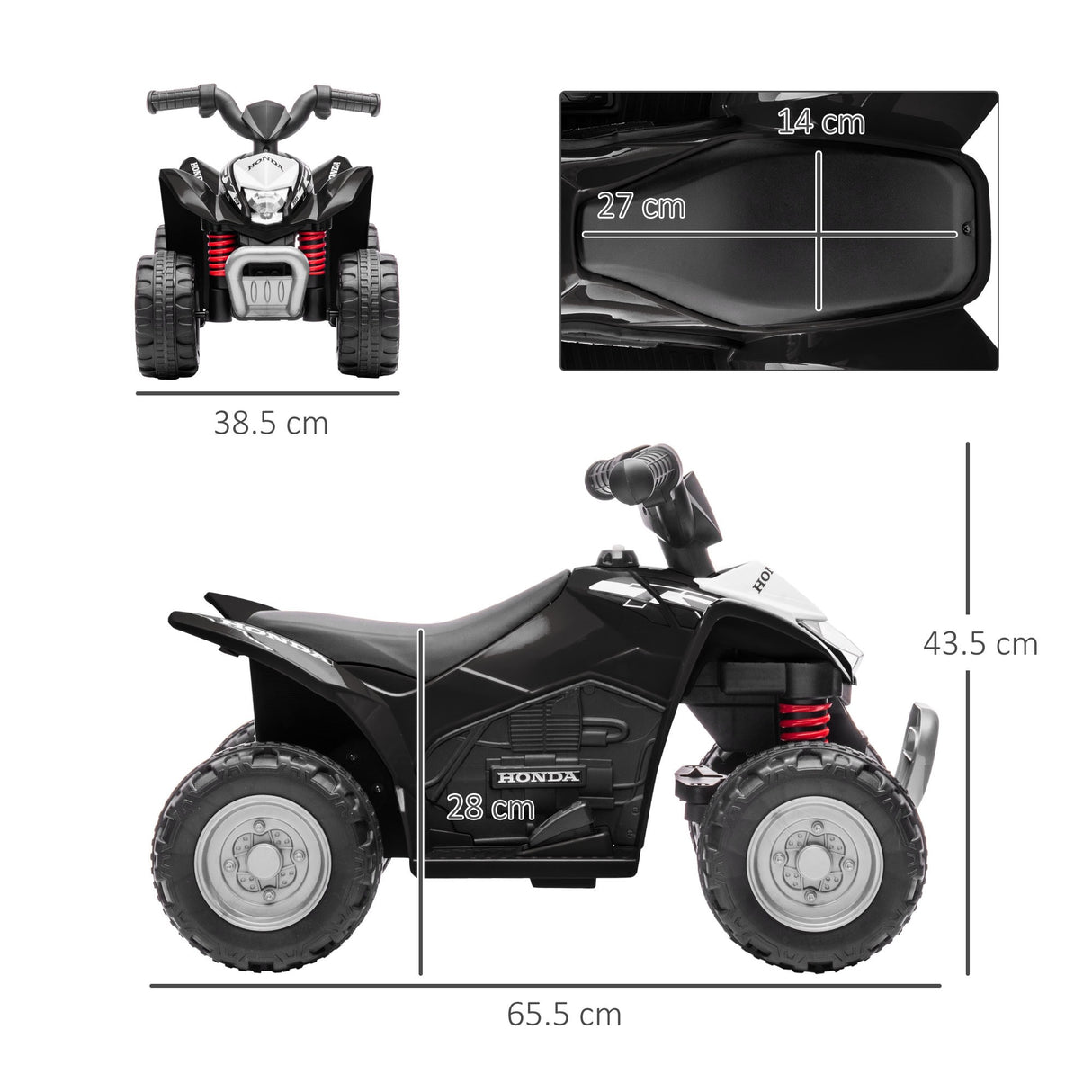 easycomfort easycomfort quad elettrico per bambini 18 36 mesi con luci led clacson e pedali 65 5x38 5x43 5 cm nero