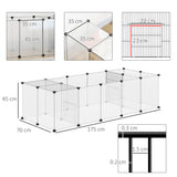 easycomfort easycomfort recinto per animali modulabile con 20 pannelli e 2 porte in acciaio e pp 175x70x45 cm bianco e nero