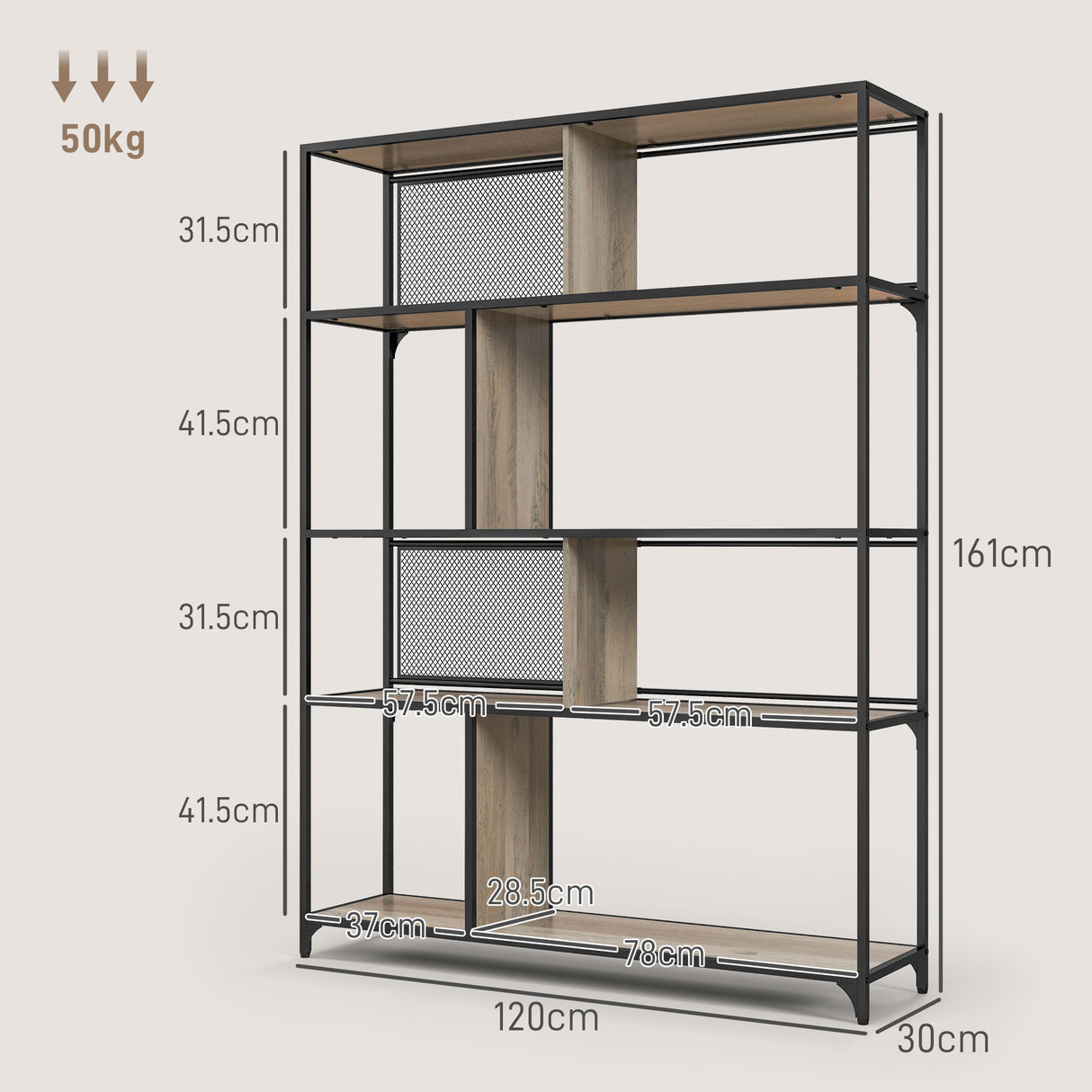 easycomfort easycomfort scaffale libreria industriale a 5 livelli con porta metallica in legno e acciaio 120x30x161 cm nero e grigio