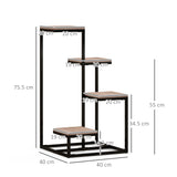 easycomfort easycomfort scaffale per piante a 4 livelli in acciaio e legno 40x40x75 5 cm marrone e nero