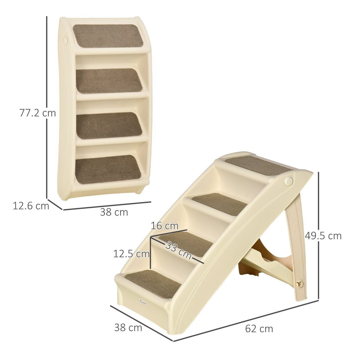 easycomfort easycomfort scaletta per cani pieghevole con 4 gradini antiscivolo per animali fino 10kg beige