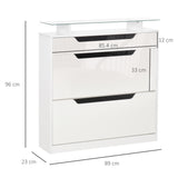 easycomfort easycomfort scarpiera moderna con 2 cassetti per 16 scarpe scarpiera a ribalta con mensola regolabile e ripiano in vetro 89x23x96cm bianco lucido