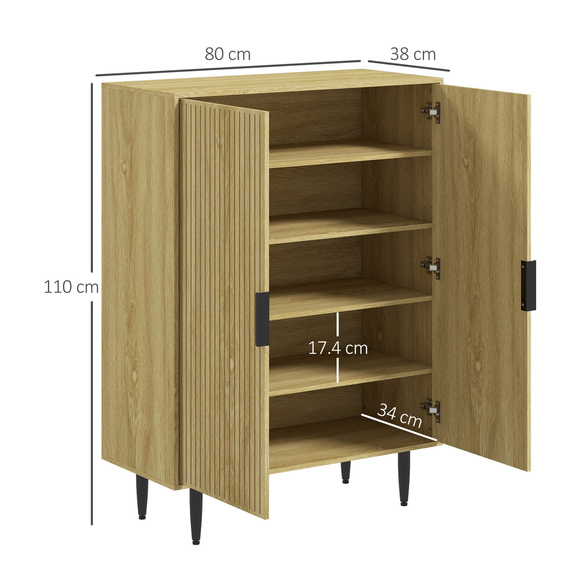 easycomfort easycomfort scarpiera salvaspazio per 15 paia di scarpe con 4 ripiani regolabili 80x38x110cm rovere