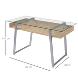 easycomfort easycomfort scrivania da computer di design con piano in vetro temperato di 9mm e telaio in legno e acciaio per casa ufficio ean 8055776910307