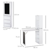 easycomfort easycomfort scrivania pc pieghevole con libreria a 9 ripiani in legno e metallo 98x51x153 cm bianco ean 8054111849425