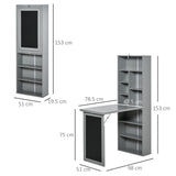 easycomfort easycomfort scrivania pc pieghevole con libreria a 9 ripiani in legno e metallo 98x51x153 cm grigio