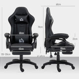 easycomfort easycomfort sedia da gaming reclinabile a 125 e massaggiante in finta pelle con poggiapiedi 65x68x120 128 cm nero
