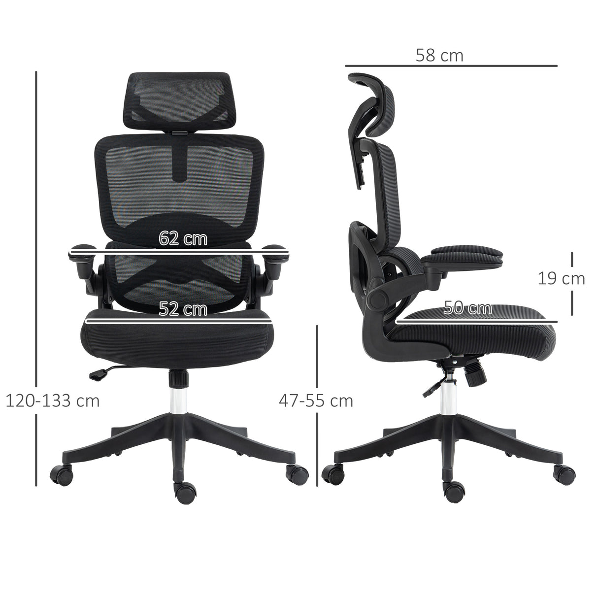 easycomfort easycomfort sedia da ufficio ad altezza regolabile con inclinazione e supporto lombare 62x58x120 133 cm nera