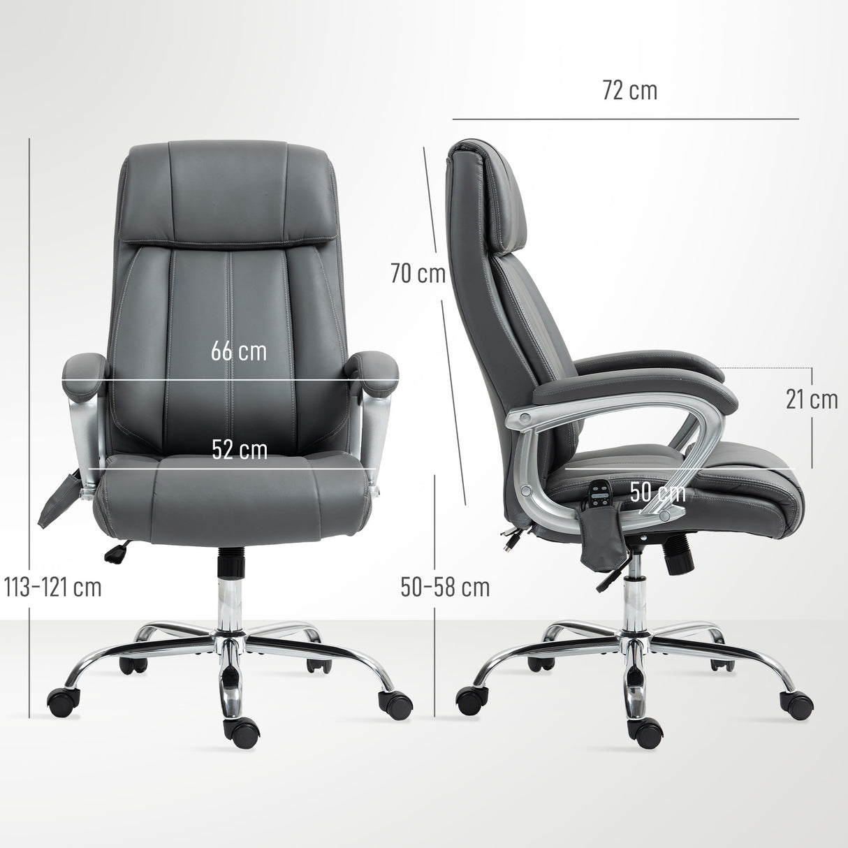 easycomfort easycomfort sedia da ufficio massaggiante a 6 punti e inclinabile in pelle pu e acciaio 66x72x113 121 cm grigio carbone