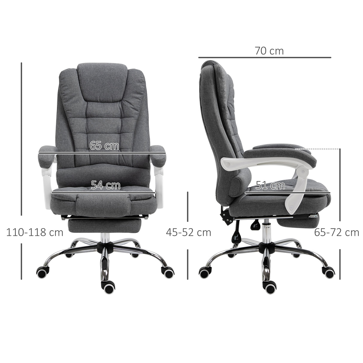 easycomfort easycomfort sedia da ufficio reclinabile con poggiapiedi retrattile e schienale alto in tessuto grigio