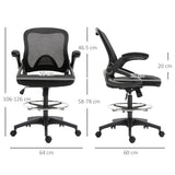 easycomfort easycomfort sedia da ufficio traspirante ad altezza regolabile con braccioli ribaltabili 64x60x106 126 cm nera