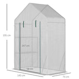 easycomfort easycomfort serra da giardino in pe e acciaio per esterni con 2 scaffali e porta avvolgibile 143x73x195 cm bianco