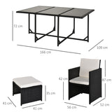 easycomfort easycomfort set 11 pz mobili da giardino in rattan da esterno con tavolo in vetro temperato e cuscini set da pranzo nero