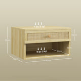 easycomfort easycomfort set 2 comodini con cassetto e ripiani aperti in stile boho in truciolato e rattan 40x34x23 cm