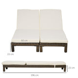 easycomfort easycomfort set 2 lettini prendisole in rattan pe con cuscino e schienale 5 reclinazioni 196x60x22cm