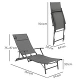 easycomfort easycomfort set 2 sdraio da giardino pieghevoli con schienale regolabile su 4 livelli e cuscino grigio