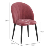 easycomfort easycomfort set 2 sedie da pranzo in velluto imbottite con gambe in metallo rosso