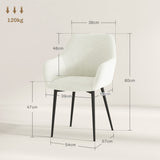 easycomfort easycomfort set 2 sedie da pranzo nordiche imbottite con braccioli ricurvi in tessuto effetto velluto 54x57x80 cm crema
