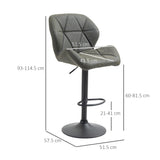 easycomfort easycomfort set 2 sgabelli da bar con altezza regolabile base in metallo e seduta in finta pelle sgabelli con schienale e poggiapiedi 51 5x57 5x93 114 5 cm verde militare