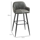 easycomfort easycomfort set 2 sgabelli da bar moderni con poggiapiedi e schienale finta pelle pu e acciaio grigio